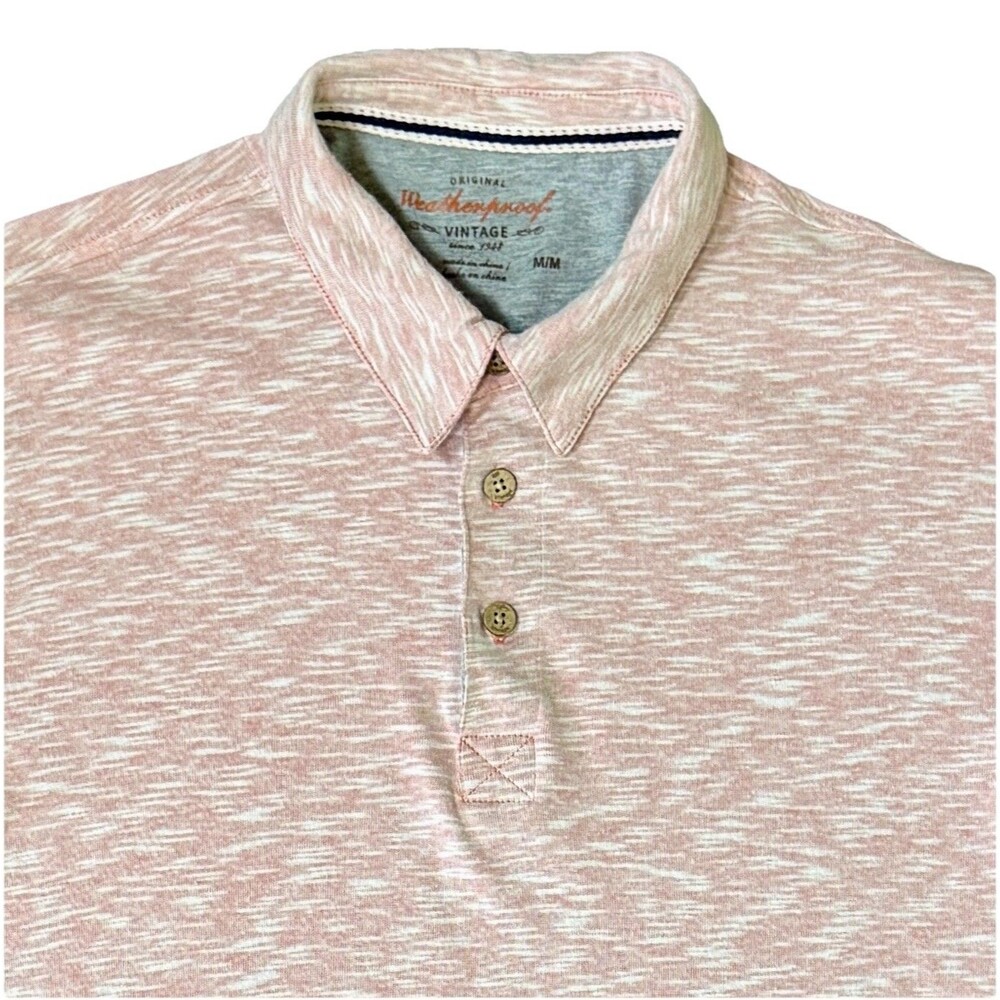 Weatherproof Knit Golf Polo Shirt Men’s Size M Pink Heathered Short Sleeve